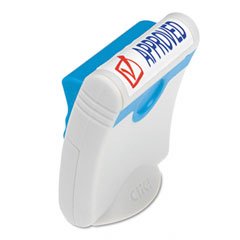 U. S. Stamp & Sign Clik! Premium Two-Color Message Stamp, Approved, Pre-Ink/Re-Ink, Blue/Red (4703)