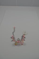 Bracelet clasp murano beads charms PINK