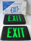 Universal Thermoplastic LED Emergency Exit Sign - Green Letters - Black Housing - Battery Backup