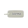 Rectangular Double Sided Engraved KARMA Charm or Pendant for Bracelets or Necklaces in Sterling Silver, #8359