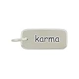 Rectangular Double Sided Engraved KARMA Charm or Pendant for Bracelets or Necklaces in Sterling Silver, #8359
