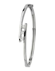 Ann Harrington Jewelry 14k White Gold 5/8 Ct Tw 3 Stone Princess Cut Diamond Bangle Bracelet