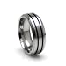 Gordon's Jewelers Edward Mirell Men's 8.0mm Grey Titanium Double Grooved Wedding Band with Beveled Edge
