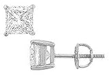 14K White Gold : Princess Cubic Zirconia Stud Earrings â? 6.00 CT. TGW.