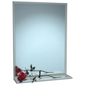 Stainless Steel Channel Frame Mirror With Shelf - 18