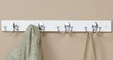 Spectrum 80078 Stratford Wood Rack with 4 Double Satin Nickel Hooks, White