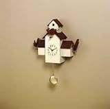 Birdhouse Clock w/Pendulum - White Wood