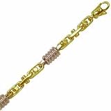 14K Two Tone Gold Fancy Bullet Men's Bracelet