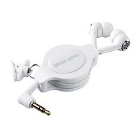 【SANWASUPPLY】高音質再生が可能でケーブル巻き取り式のカナル型ステレオイヤホン(ホワイト) MM-HP114W