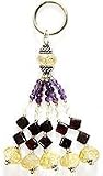 Unique Keychain in Silver & Gemstones Hand Engraved Indian Style 4 inches (krng227)