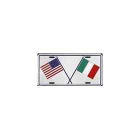 Italy USA Cross Flags License Plate