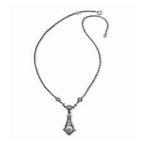 Tear Drop Silver Natural Seed Pearl Necklace - by Dahlia Vintage Jewelry Collection