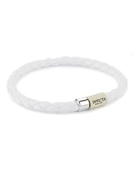 Invicta "Giusto" White Braided Eco Leather Bracelet, 9.75"