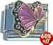 Clearly Charming October Pink Tourmaline Butterfly Birthstone Insect Animal Italian Charm