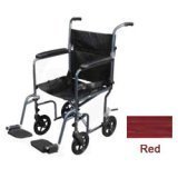 Drive Medical Deluxe Fly-Weight Aluminum Transport Wheelchair 19 Inches Red - 1 Ea