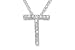 14K White Gold Diamond Initial (1/10 Carat) T Pendant w/Chain