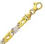 14k Two Tone Gold 20 Inch X 7.0 mm Tiger Eye Link Necklace