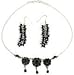 Girlfriend Gift Ideas Silver Black Onyx Earrings and Necklace (gnklcs279)