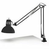 Swing Arm Lamp, 34'H, 100W Incandescent Bulb, Clamp, White Category: Desk and Table Lamps and Lighting