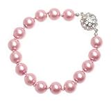 L. Erickson Pearl Bracelet with Swarovski Encrusted Magnetic Clasp - Dark Rose