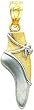 14K Two Tone Gold Ballet Shoe Pendant