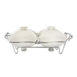 Godinger Ceramic Double Warmer Chafing Dish with Serving Stand