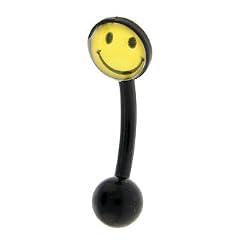 16 Gauge BIOPLAST Smiley Face Logo Eyebrow Ring