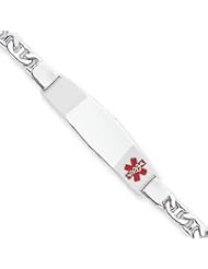 Sterling Silver Non-enameled Medical ID Anchor Link Bracelet