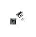 Sterling Silver Stud Earrings with Black CZ- Square Prong - 6 mm