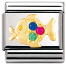 Nomination Comp. Classic TIERE - WASSER Edelstahl, 18K-Gold und Cubic Zirc. (Fisch FARBIG) Preisvergleich