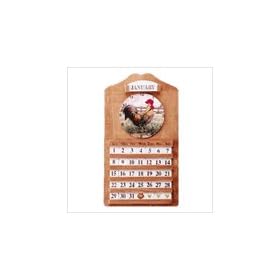 Perpetual Rooster Wall Calendar and Clock