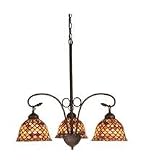 24 Inch W Tiffany Fishscale 3 Lt Chandelier Ceiling Fixture
