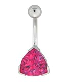 Pink genuine topaz belly button ring