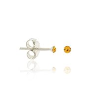 Sterling Silver Yellow Rhinestone 2mm Small Mini Kid Junior Stud Earrings