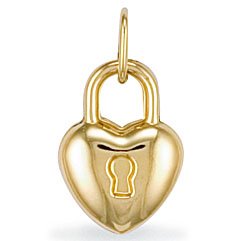 Jewelco London 9ct Yellow gold Heart Shaped Padlock Charm ( 1.2g )