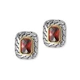 .925 Silver and 14k Gold Classic Ruby Red CZ Earrings.