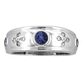 14k White Gold Round Tanzanite and Diamond Ring .43 TCW