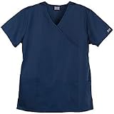 Cherokee Workwear Mock Wrap Scrub Top (Navy, XXXX-Large)