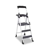 Worlds Greatest Three-Step Folding Step Stool, Aluminum/Poly Resin, Black (CSC11003ABL1) Category: Step Stools