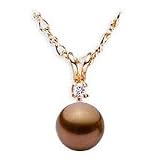 14K , 8.8.5 Chocolate Pearl and Diamond Pendant