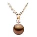 14K , 8.8.5 Chocolate Pearl and Diamond Pendant