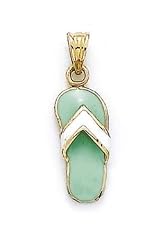 14k Green Enamel Flip-Flop Pendant - JewelryWeb