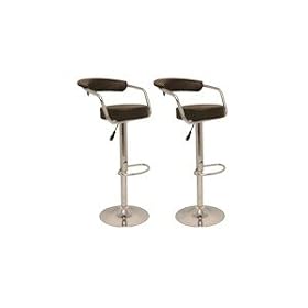 Click here to buy 2 Modern Adjustable Counter Swivel Pub Style Bar Stools Barstools Brown by Generic.