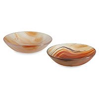 Agate bowls  'Twins' 3.0 Diam. x 0.8 H