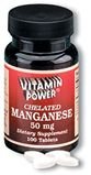 Vitamin Power Chelated Manganese 50 mg 100 Tablets