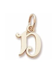 Rembrandt Charms, Letter D Charm in Solid Sterling Silver or Gold