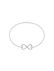 Infinity Diamonds Bracelet Double Heart Design in White Gold 14K with 0.50 Carat Diamonds