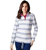 Per Una Pure Cotton Piqué Striped Top