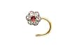 Flat Fitting - Nickel Free - High Quality Flower Nose Screw Clear and Red CZ