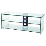 Glass TV Stand for up 50 Plasma, LCD or DLP Projection TVs (Clear Glass/Black) (19.63 H x 49 W x 18.5 D)
